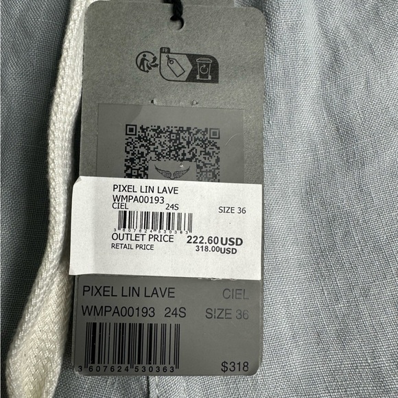 Zadig & Voltaire Pixels Linen Regular Fit Drawstring Pants 36 XS Blue luxury - Picture 10 of 16